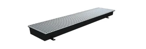 IFC-280/09/18-6/2-S10-U10V0-24/DGA-10. Q 5342 Вт. Внутрипольный конвектор, принудительная конвекция, сторона подключения - правая. Глубина - 90, ширина - 180, длина - 2800. Решетка из анодированного алюминия, цвет - серебро.