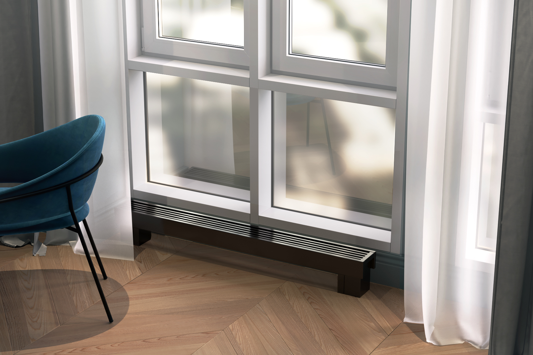 SAVVA Forte 130.235.2300.50х200 Цвет - Белый. Конвектор Напольный  с естественной конвекцией, сторона подключения правая. Подключение - нижнее. Высота - 130, ширина - 235, длина - 2300. Тепловая мощность 3582 Вт.