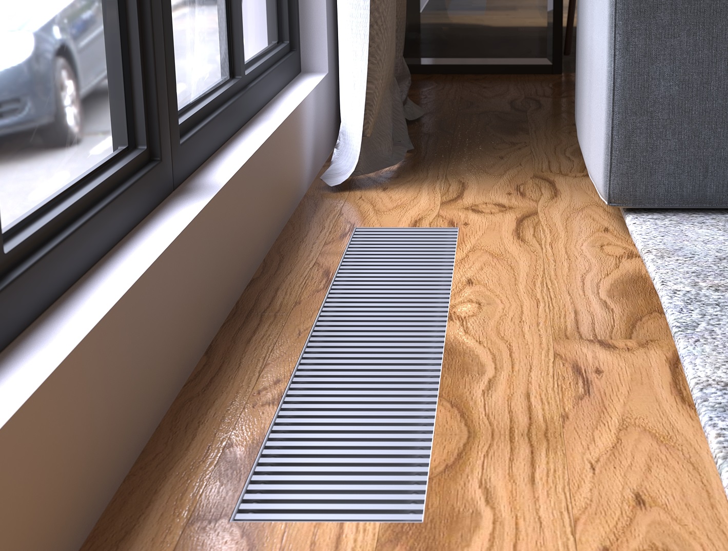 Vitron ВК 75.160.1250.2ТГ. Мощность 190 Вт. Внутрипольный конвектор , естественная конвекция, сторона подключения - правая. Глубина - 75, ширина - 160, длина - 1250. Решетка из анодированного алюминия, цвет - серебро.