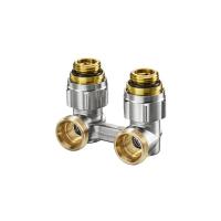 1015884 Oventrop Узел, Multiflex F, угловой H-образный, 3/4", 1/2", Н ЕК-Н, никелированный, ZB NEW