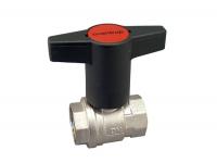 1077108 Oventrop Кран шаровой, Optibal, DN-25, 1", ВВ, PN, бар-16, ручка-пластмассовая, удлинённая антрацит, никелированный NEW