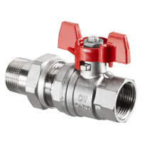 1075804 Oventrop Кран шаровой, Optibal, DN-15, 1/2", НВ, PN, бар-16, ручка-бабочка, никелированный, с ниппелем и НГ NEW