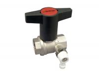 1077810 Oventrop Кран шаровой, Optibal, DN-32, 1 1/4", ВВ, PN, бар-16, ручка-пластмассовая, удлинённая антрацит, никелированный, со штуцером для слива 1/4" NEW