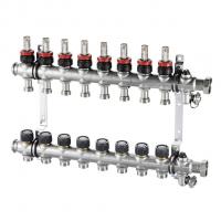 1404361 Oventrop Коллектор, 1", Multidis SF 11, выход-3/4" ЕК, нержавеющая сталь, со встроенными ротаметрами 0-5 л/мин. на подаче (нов.арт. 1405361) NEW