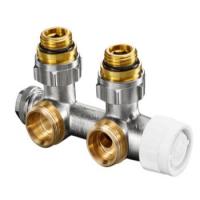 1184084 Oventrop Присоединительная арматура, Multiblock T, угловая, 3/4", 1/2", НН, цвет-никелированный, с преднастройкой NEW