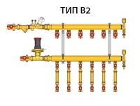 Узел коллекторный 1" x 3/4" / 5 (DN50)