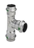 Тройник Sanpress Inox, с SC-Contur, нержав.сталь, 42 х 28 х 42 мм
